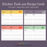 Kitchen Tools Printable 4x6 Recipe Cards