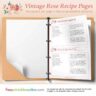 Printable Vintage Rose Recipe Page (US Letter)