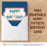 Salmon Navy Printable Happy 50th Birthday Card