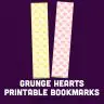 Grunge Hearts Free Printable Bookmarks
